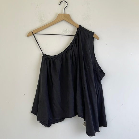Free People Spring Break One Shoulder Top Size Small Black Cotton - Picture 4 of 11